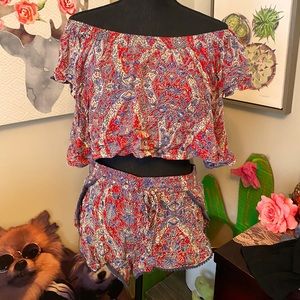 Off shoulder matching Co-ord boho 2 piece set